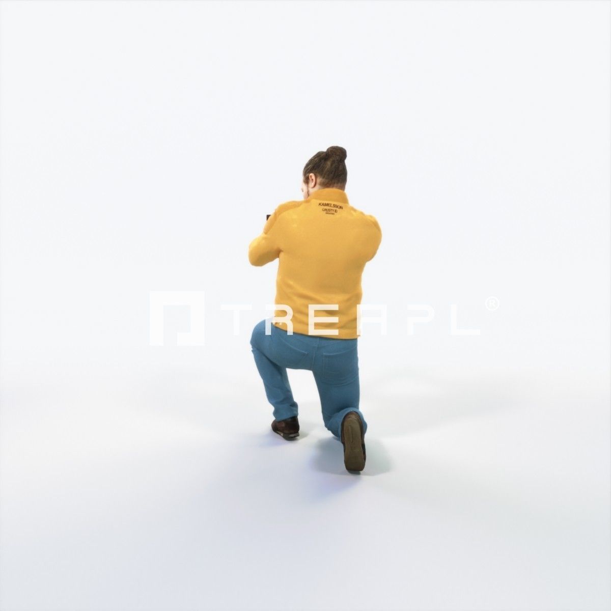 Keen 17L Kneeling Camera Photographer Casual Man Low-poly 3D model_4