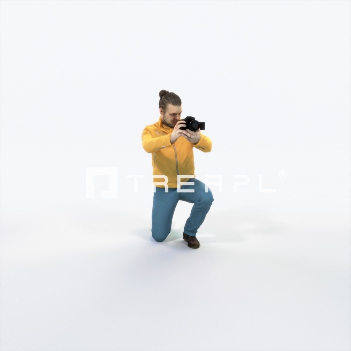 Keen 17L Kneeling Camera Photographer Casual Man Low-poly 3D model_1