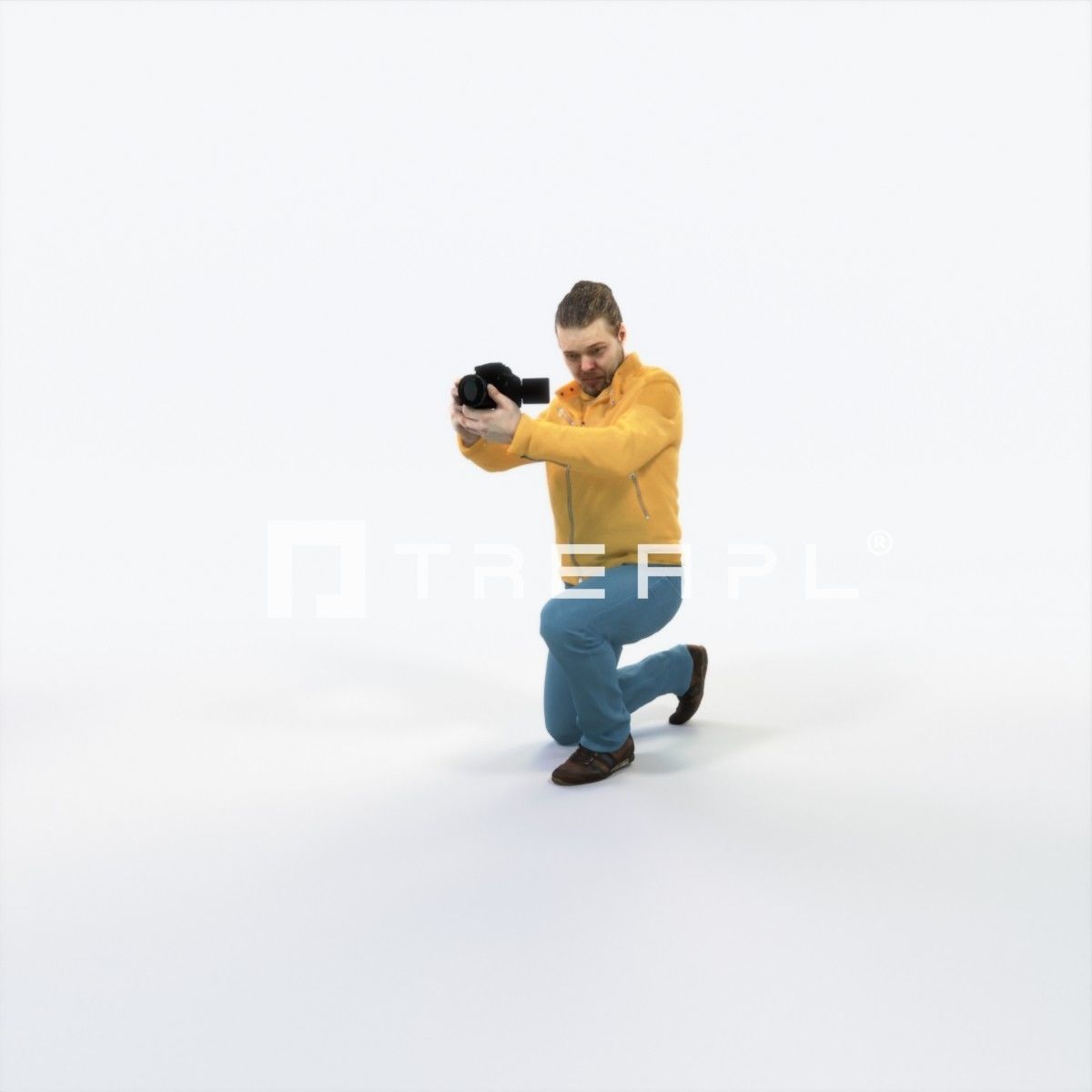 Keen 17L Kneeling Camera Photographer Casual Man Low-poly 3D model_6