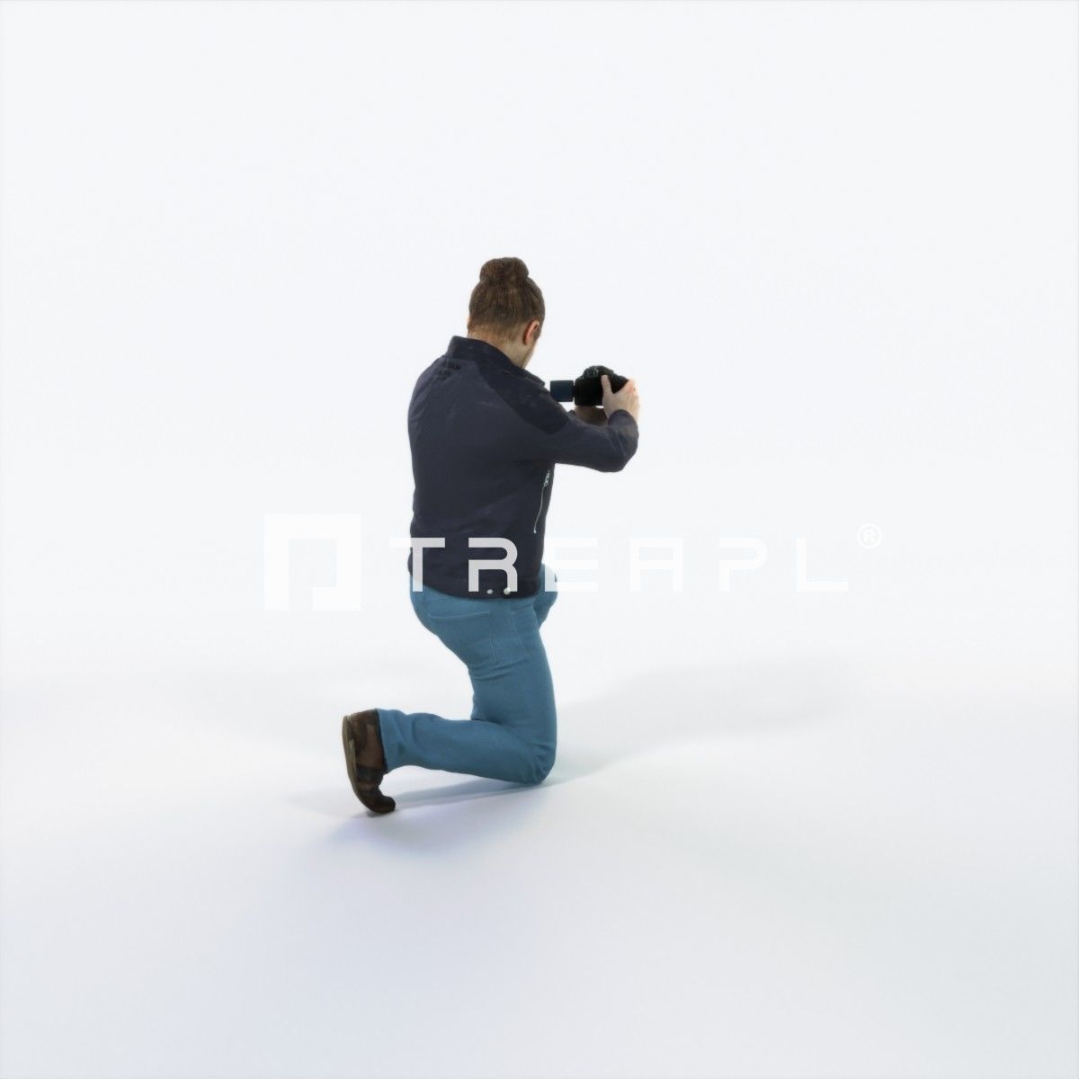 Keen 17K Kneeling Camera Photographer Casual Man Low-poly 3D model_3