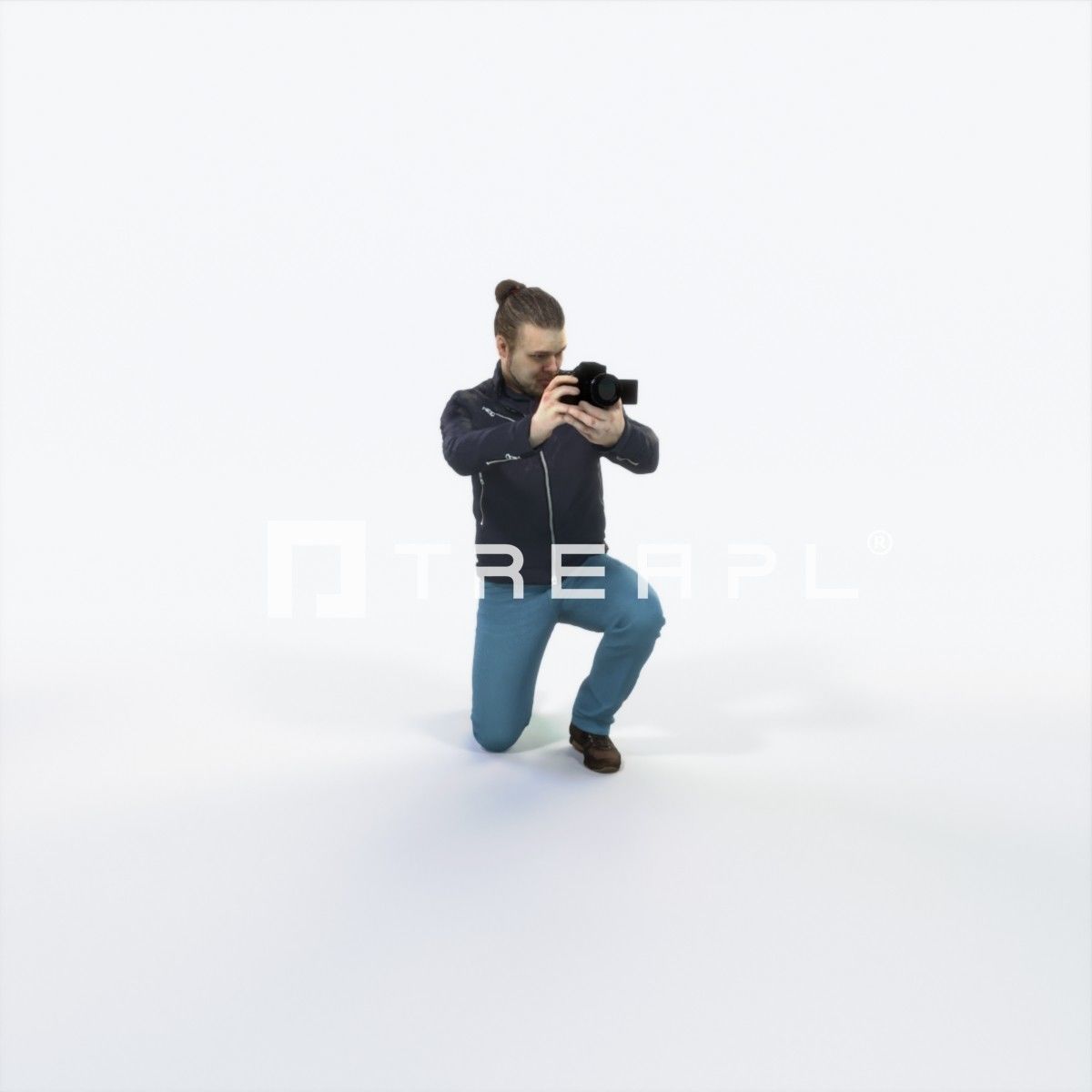 Keen 17K Kneeling Camera Photographer Casual Man Low-poly 3D model_1