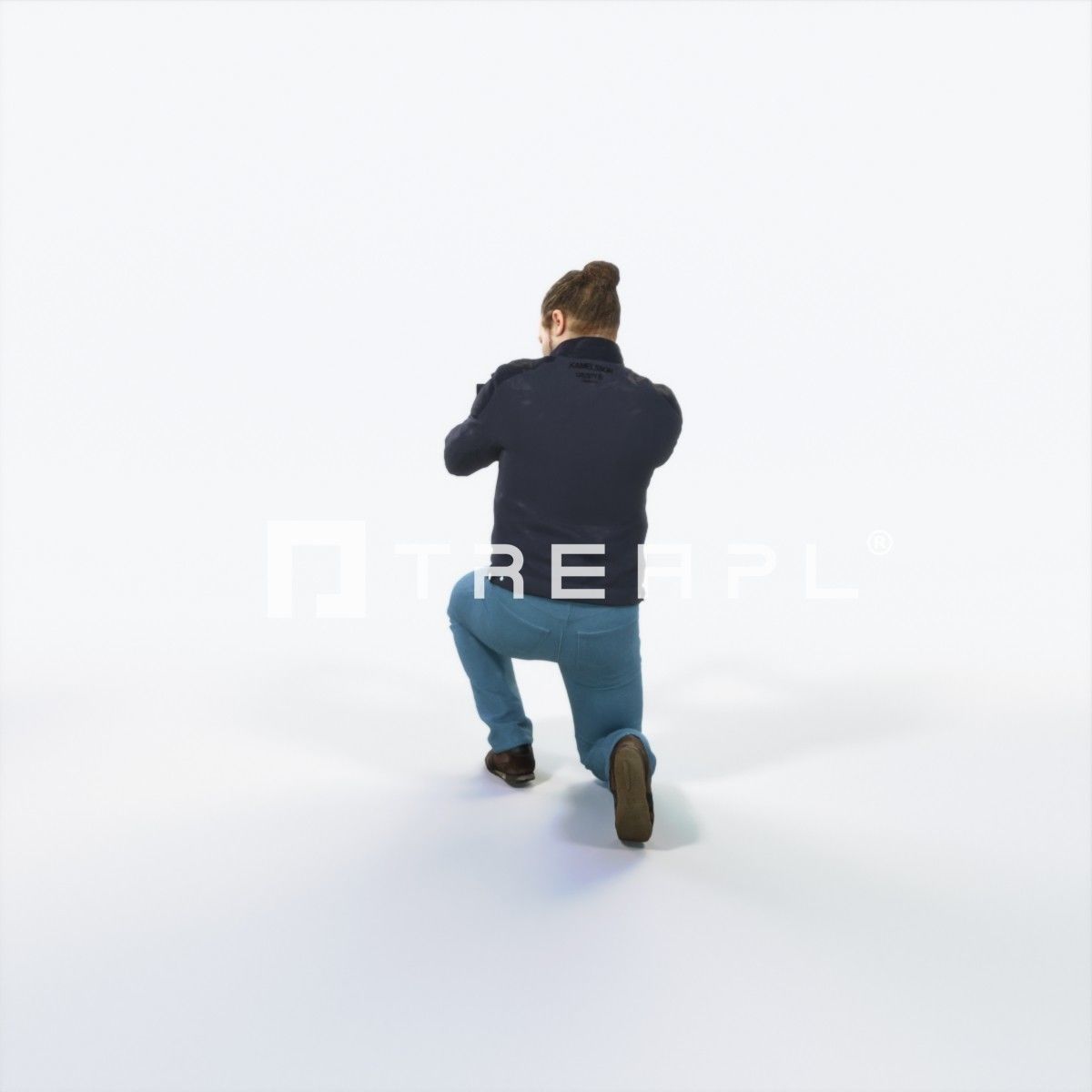 Keen 17K Kneeling Camera Photographer Casual Man Low-poly 3D model_4