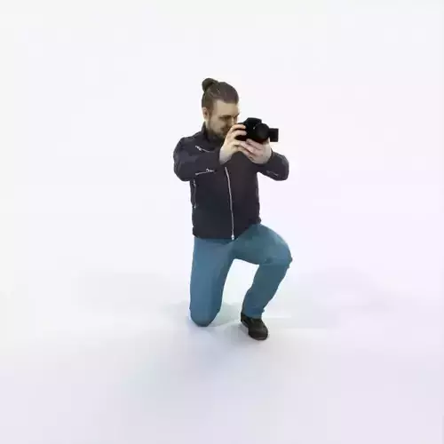 Keen 17K Kneeling Camera Photographer Casual Man Low-poly 3D model
