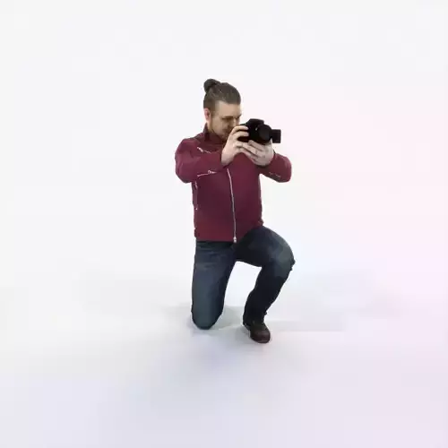 Keen 17J Kneeling Camera Photographer Casual Man