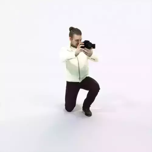 Keen 17I Kneeling Camera Photographer Casual Man Low-poly 3D model