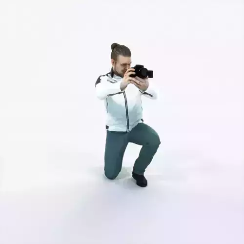 Keen 17G Kneeling Camera Photographer Casual Man Low-poly 3D model