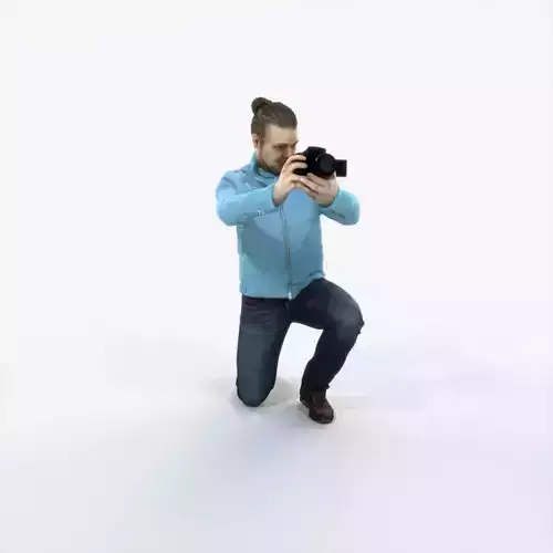 Keen 17F Kneeling Camera Photographer Casual Man