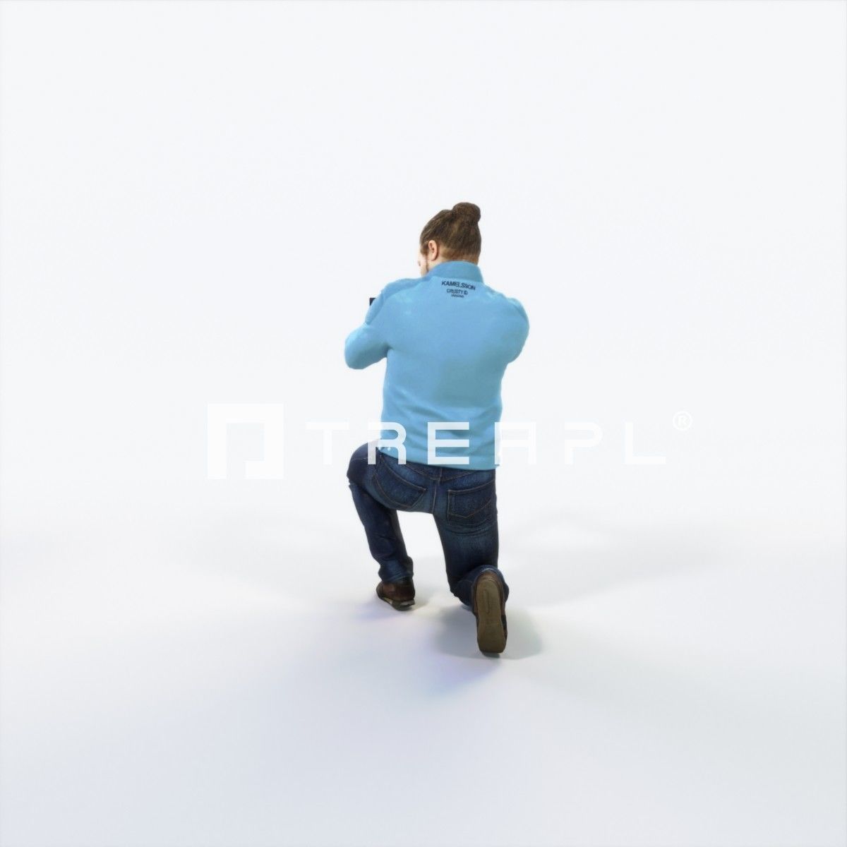 Keen 17F Kneeling Camera Photographer Casual Man Low-poly 3D model_4