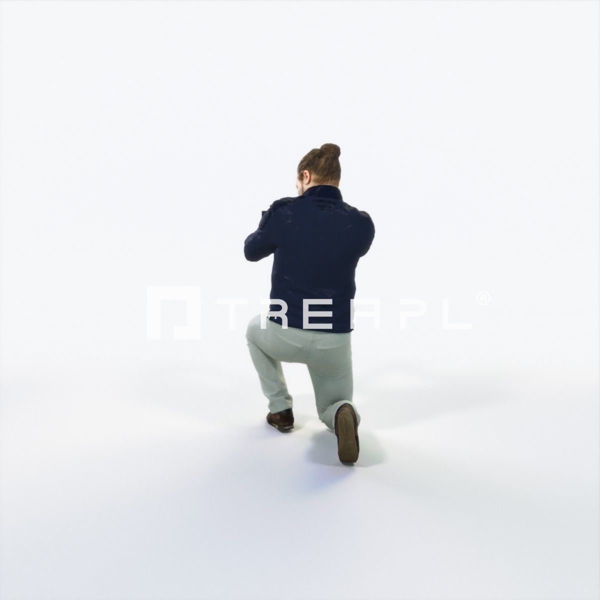 Keen 17E Kneeling Camera Photographer Casual Man Low-poly 3D model_4