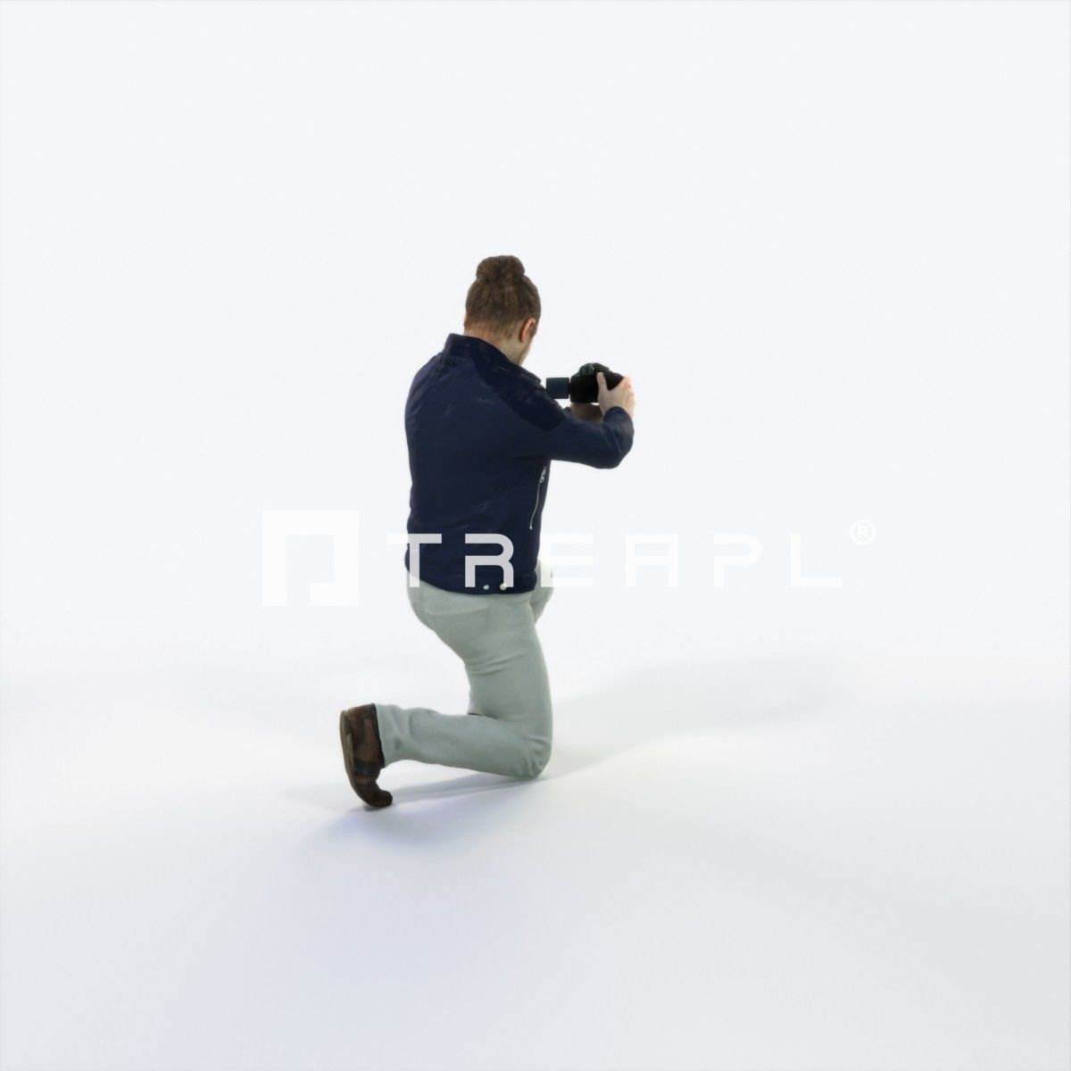 Keen 17E Kneeling Camera Photographer Casual Man Low-poly 3D model_3