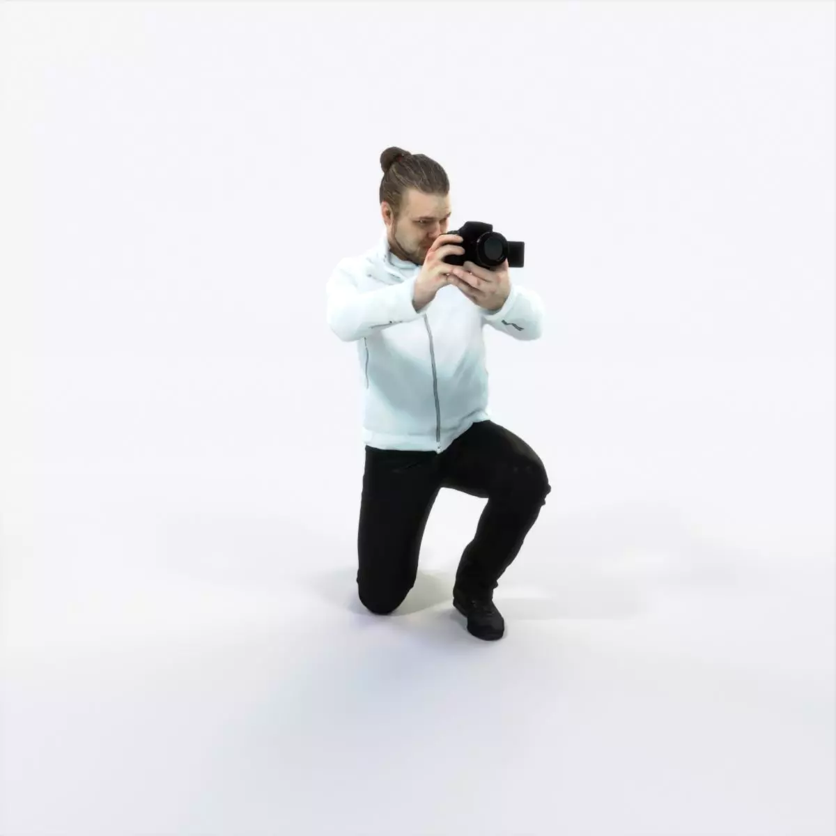 Keen 17D Kneeling Camera Photographer Casual Man Low-poly 3D model_0