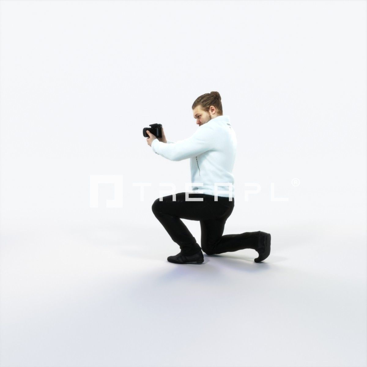 Keen 17D Kneeling Camera Photographer Casual Man Low-poly 3D model_5