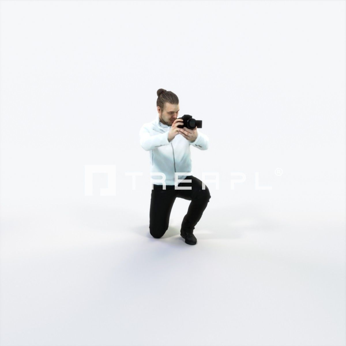 Keen 17D Kneeling Camera Photographer Casual Man Low-poly 3D model_1