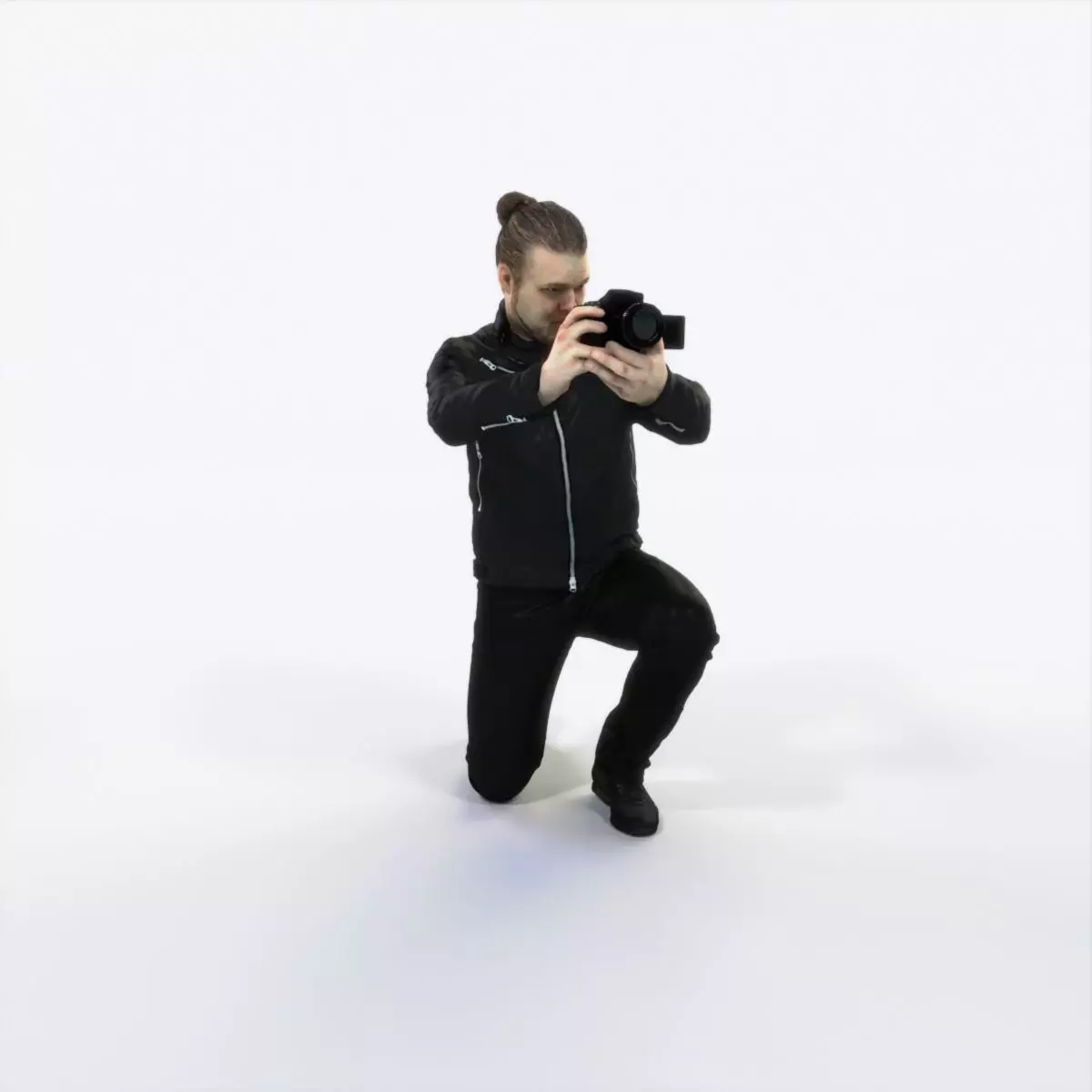 Keen 17B Kneeling Camera Photographer Casual Man Low-poly 3D model