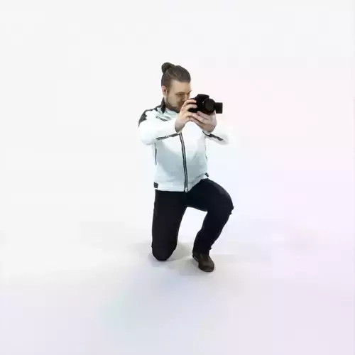 Keen 17A Kneeling Camera Photographer Casual Man Low-poly 3D model