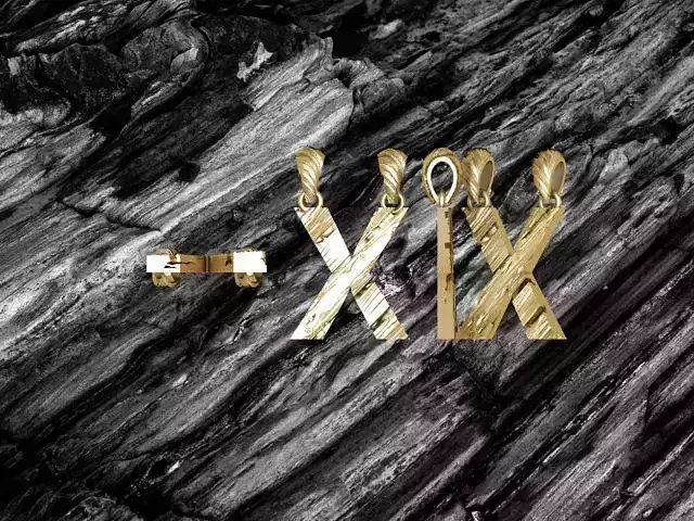 X Letter Alphabet Wooden Texture Pendant 3D Print Model