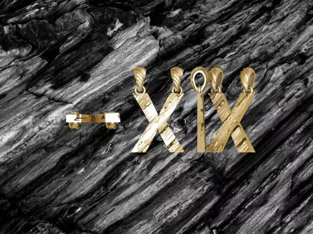 X Letter Alphabet Wooden Texture Pendant 3D Print Model 3D print model_0