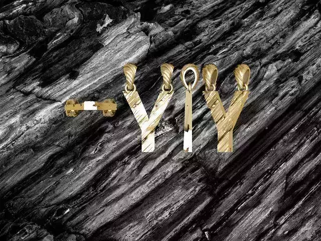 Y Letter Alphabet Wooden Texture Pendant 3D Print Model