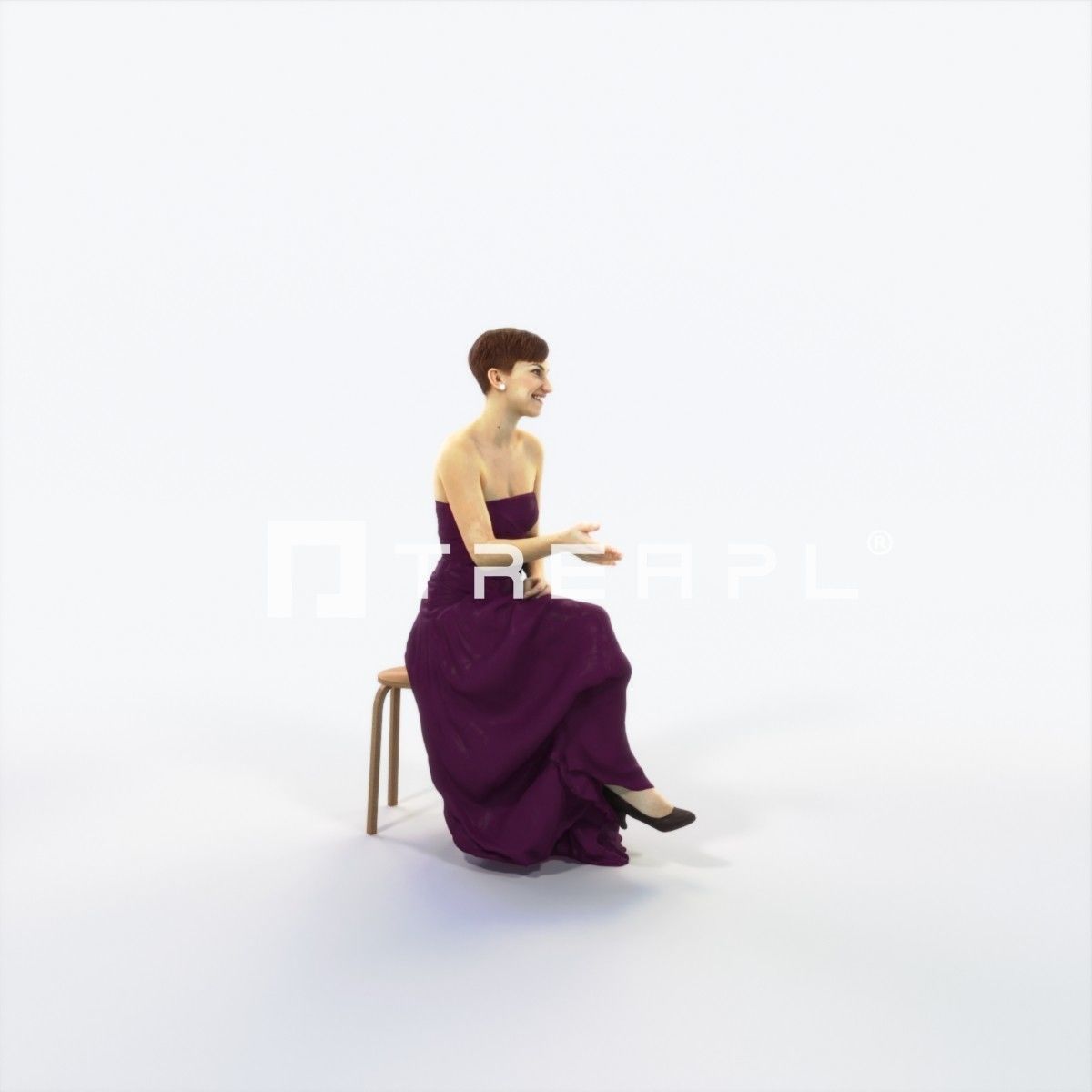 Luna 20L Explaining Sitting Event Elegant Woman Low-poly 3D model_2