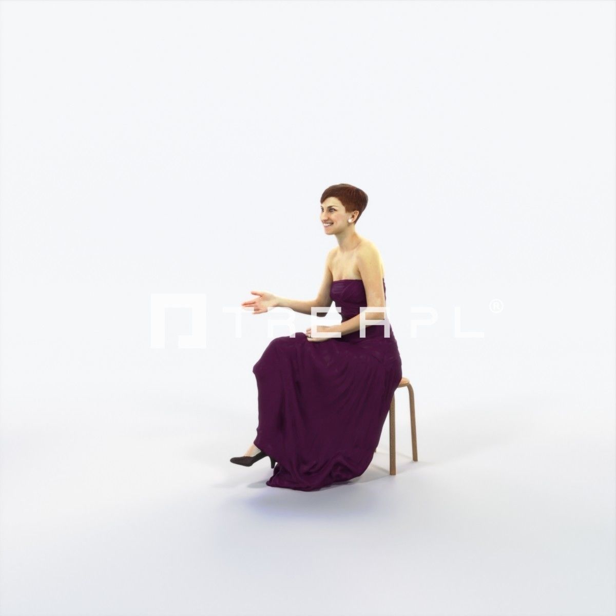Luna 20L Explaining Sitting Event Elegant Woman Low-poly 3D model_6