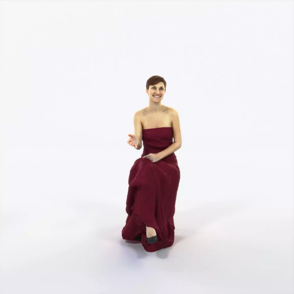 Luna 20K Explaining Sitting Event Elegant Woman Low-poly 3D model_0