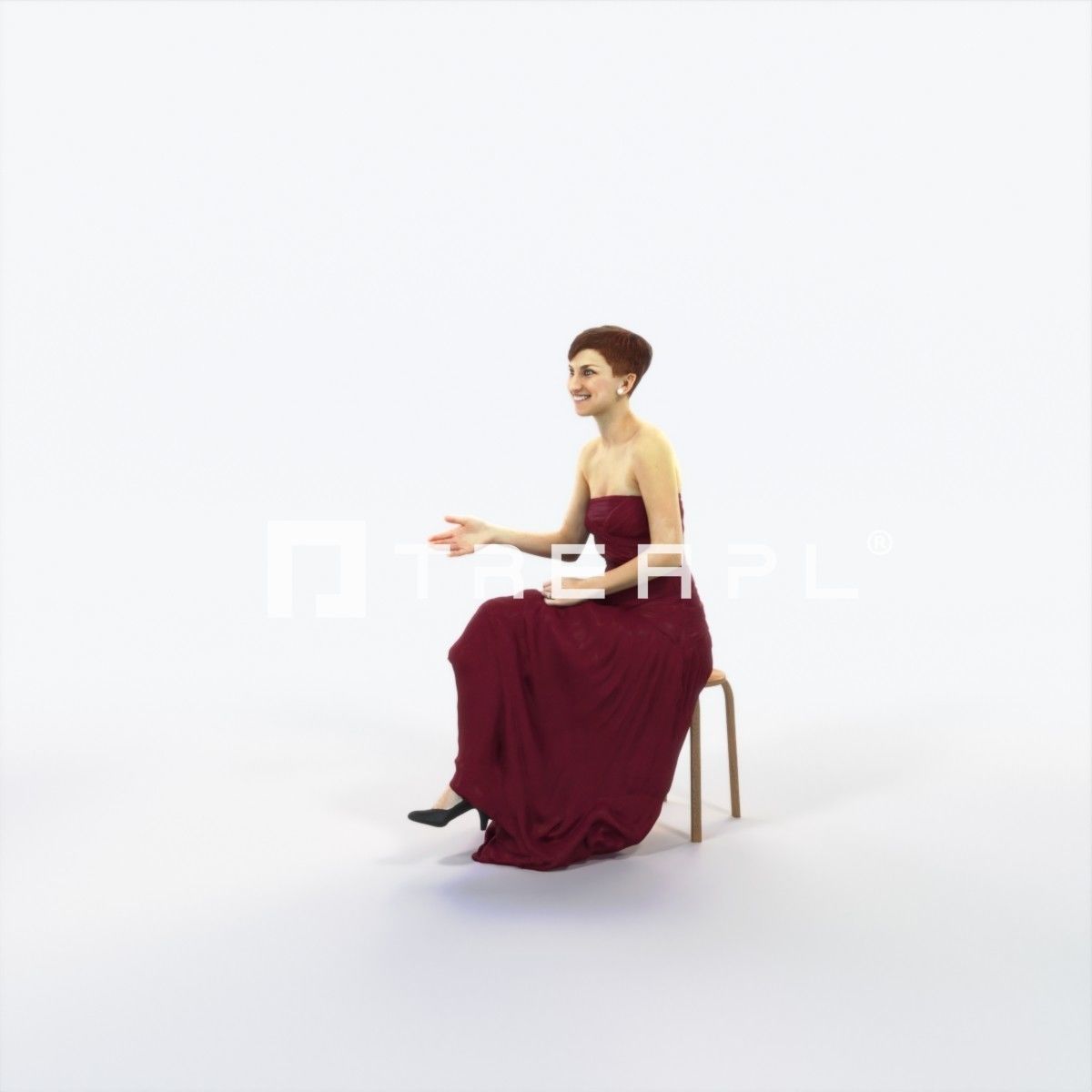 Luna 20K Explaining Sitting Event Elegant Woman Low-poly 3D model_6