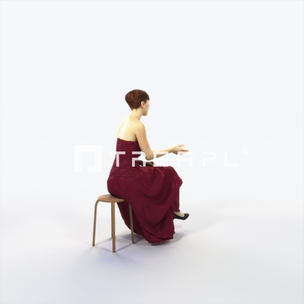 Luna 20K Explaining Sitting Event Elegant Woman Low-poly 3D model_3