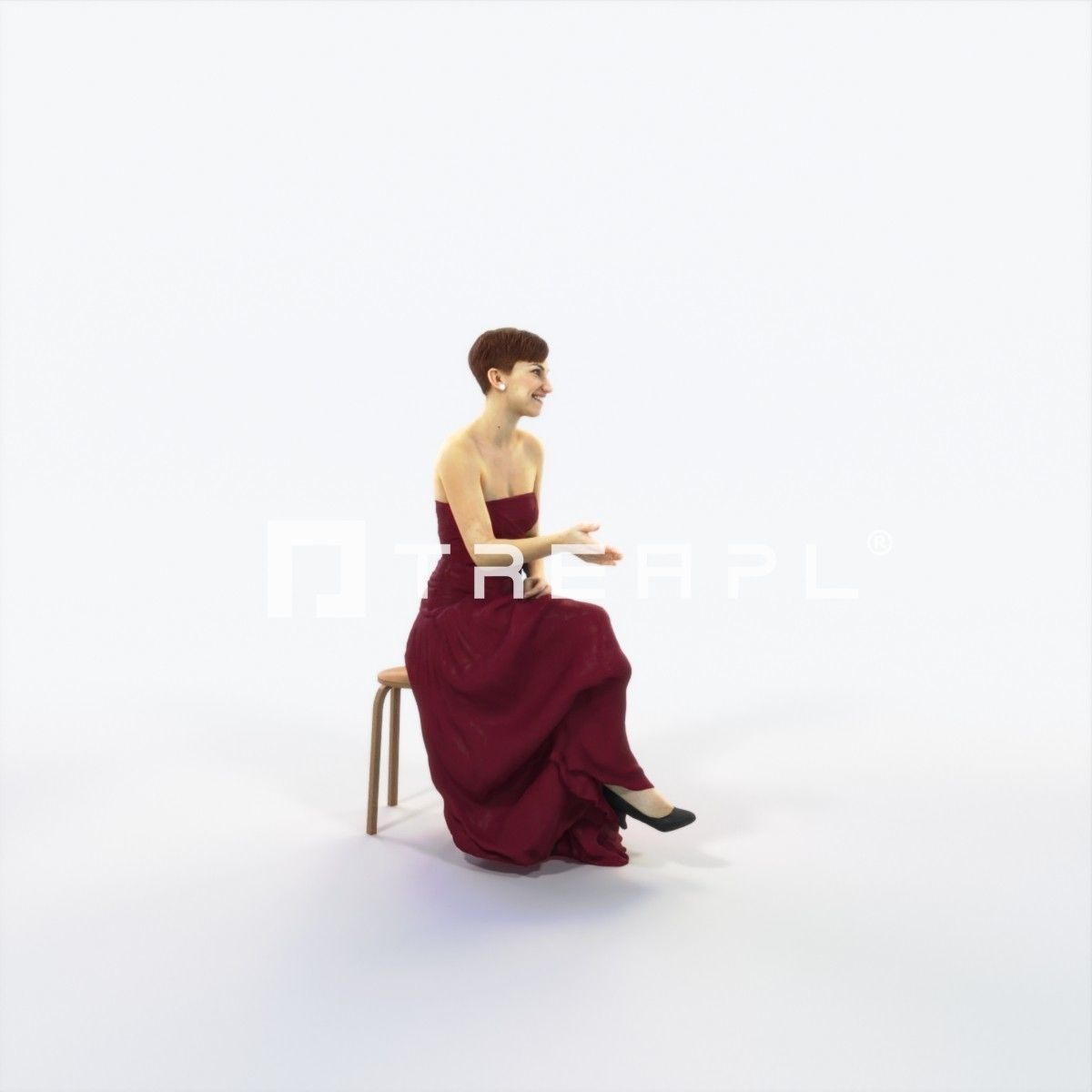 Luna 20K Explaining Sitting Event Elegant Woman Low-poly 3D model_2
