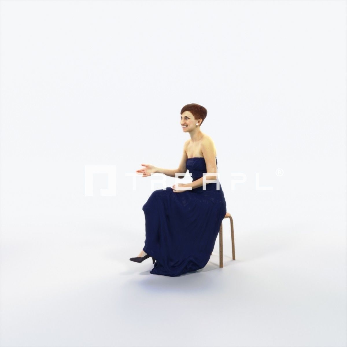 Luna 20I Explaining Sitting Event Elegant Woman Low-poly 3D model_6