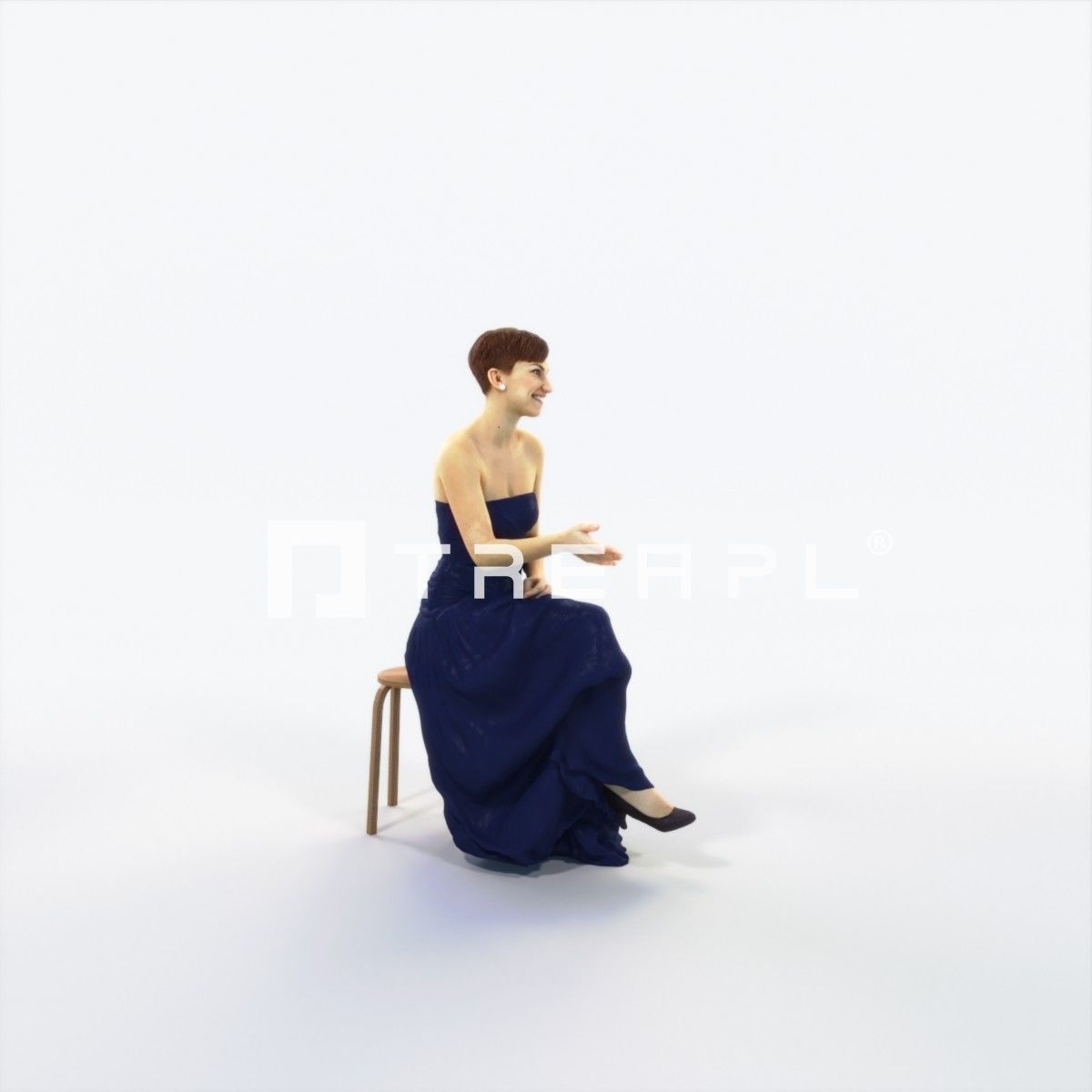 Luna 20I Explaining Sitting Event Elegant Woman Low-poly 3D model_2