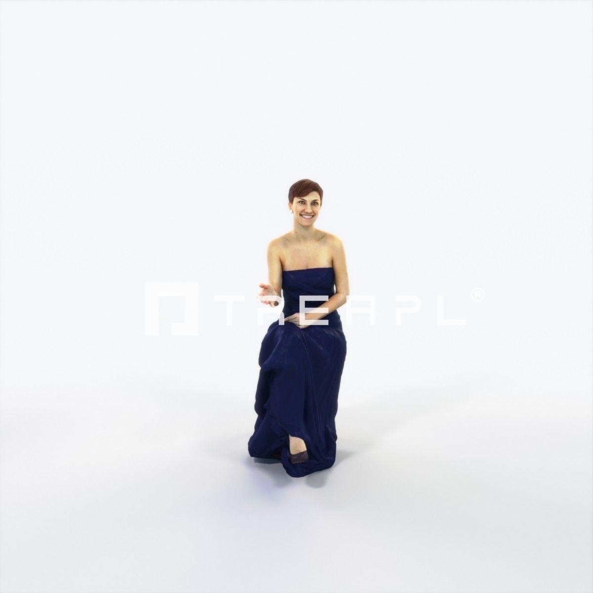 Luna 20I Explaining Sitting Event Elegant Woman Low-poly 3D model_1