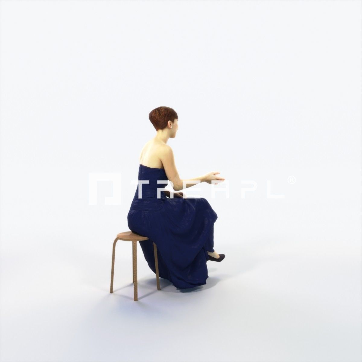 Luna 20I Explaining Sitting Event Elegant Woman Low-poly 3D model_3