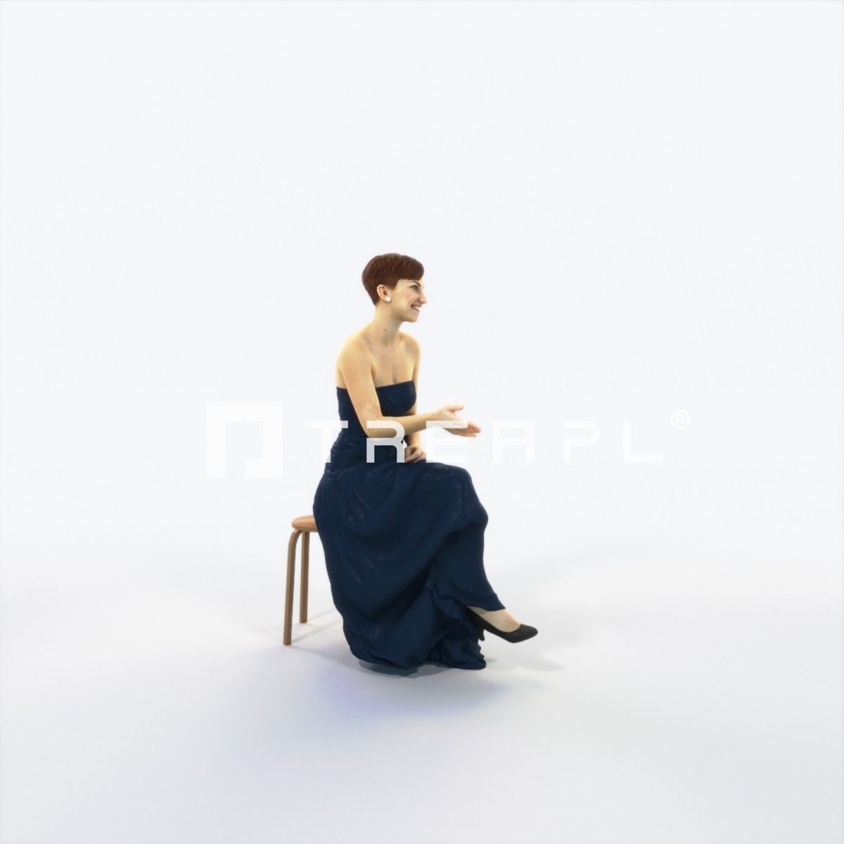 Luna 20H Explaining Sitting Event Elegant Woman Low-poly 3D model_2