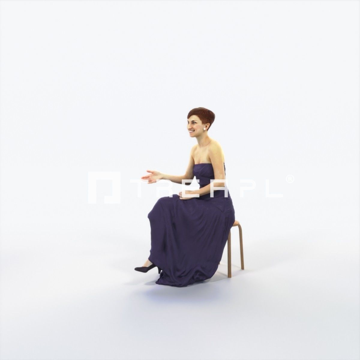 Luna 20G Explaining Sitting Event Elegant Woman Low-poly 3D model_6
