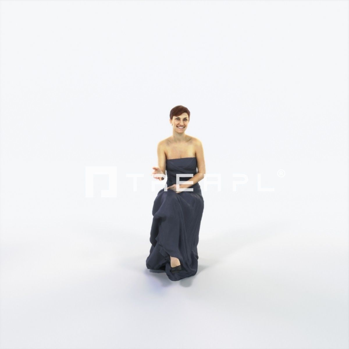 Luna 20C Explaining Sitting Event Elegant Woman Low-poly 3D model_1
