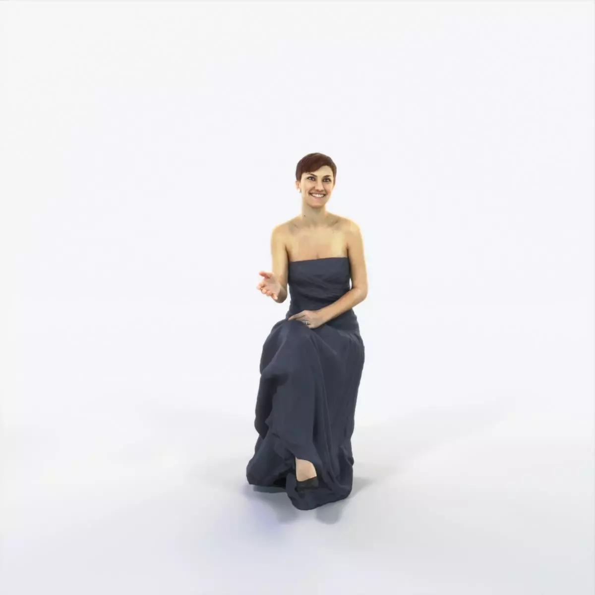 Luna 20C Explaining Sitting Event Elegant Woman Low-poly 3D model_0