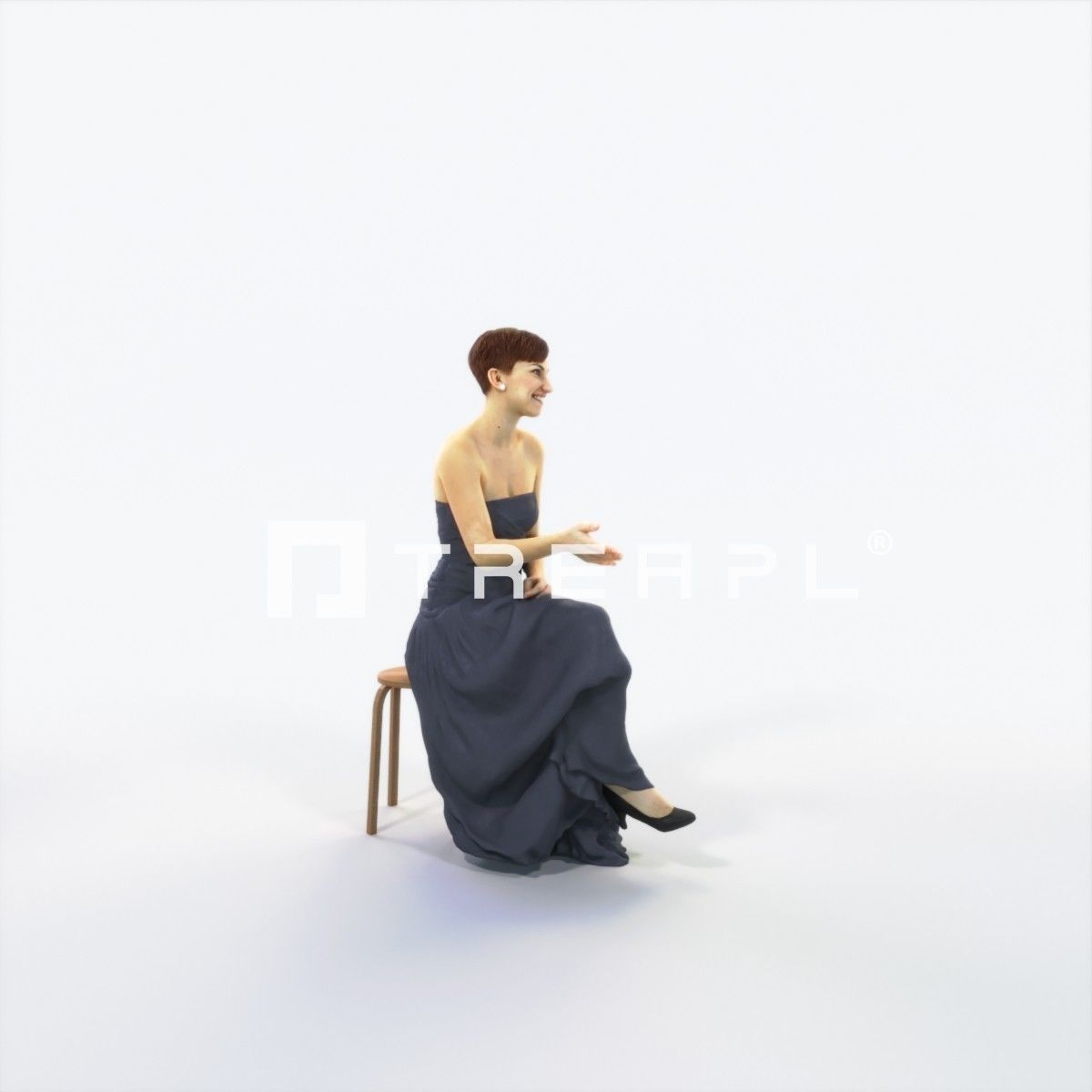 Luna 20C Explaining Sitting Event Elegant Woman Low-poly 3D model_2