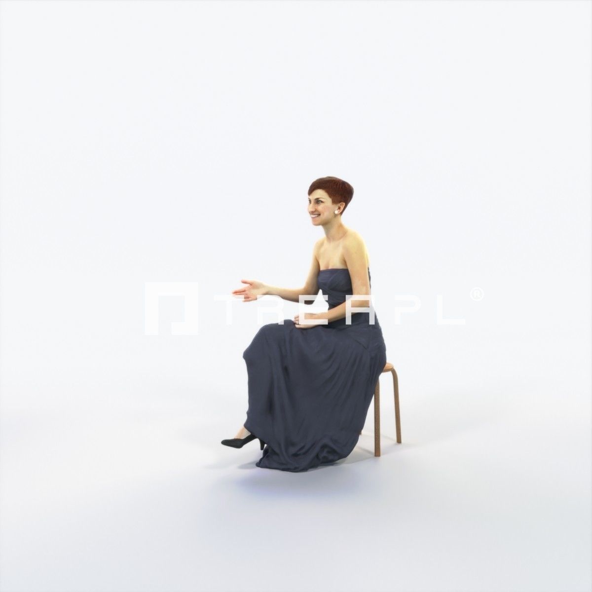 Luna 20C Explaining Sitting Event Elegant Woman Low-poly 3D model_6