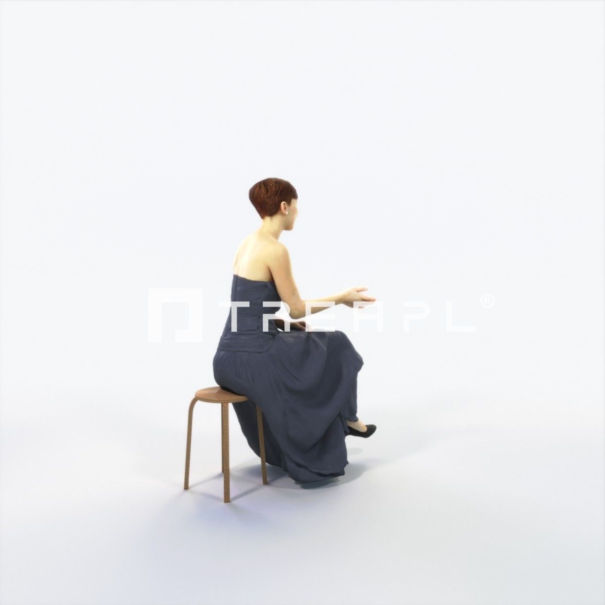 Luna 20C Explaining Sitting Event Elegant Woman Low-poly 3D model_3