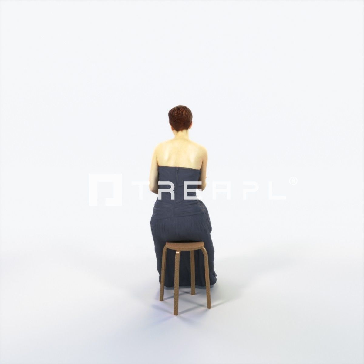 Luna 20C Explaining Sitting Event Elegant Woman Low-poly 3D model_4