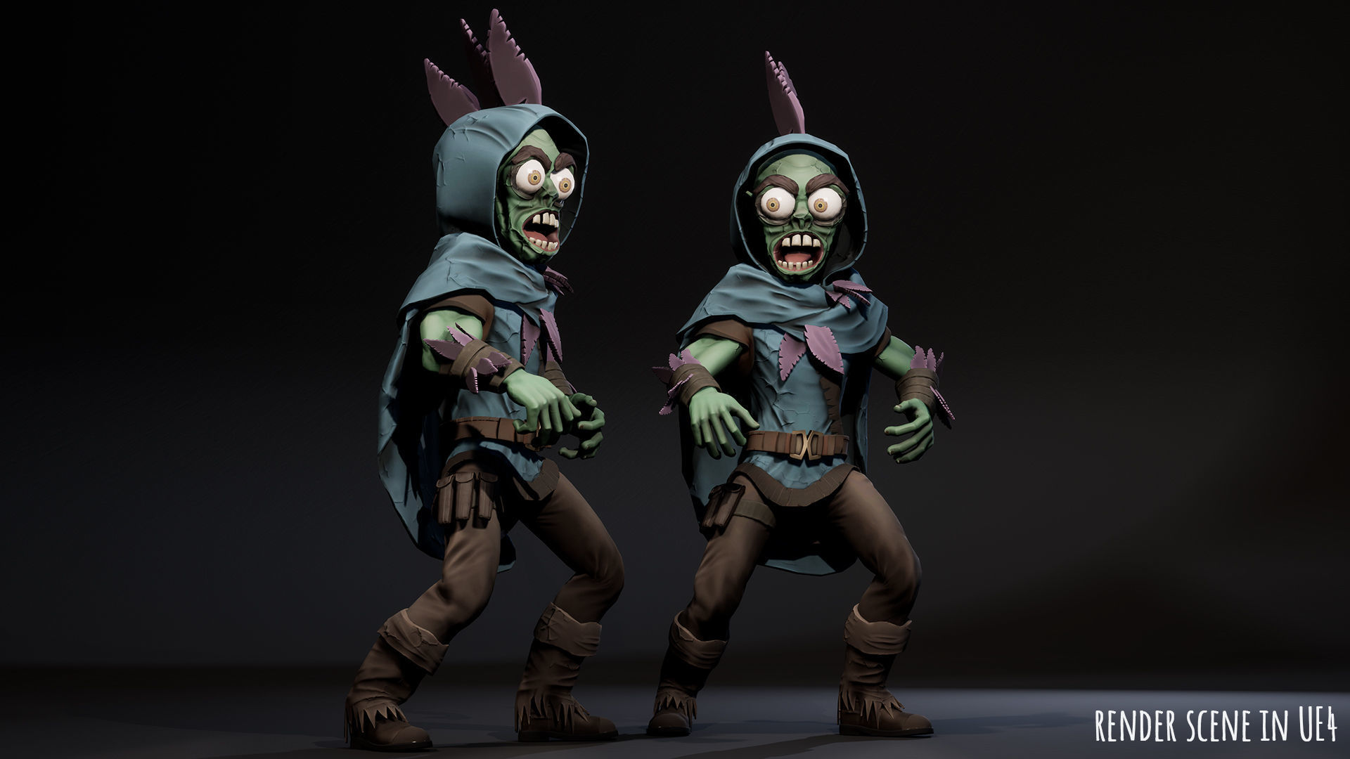 Stylized male Zombie 1 Low-poly 3D model_15