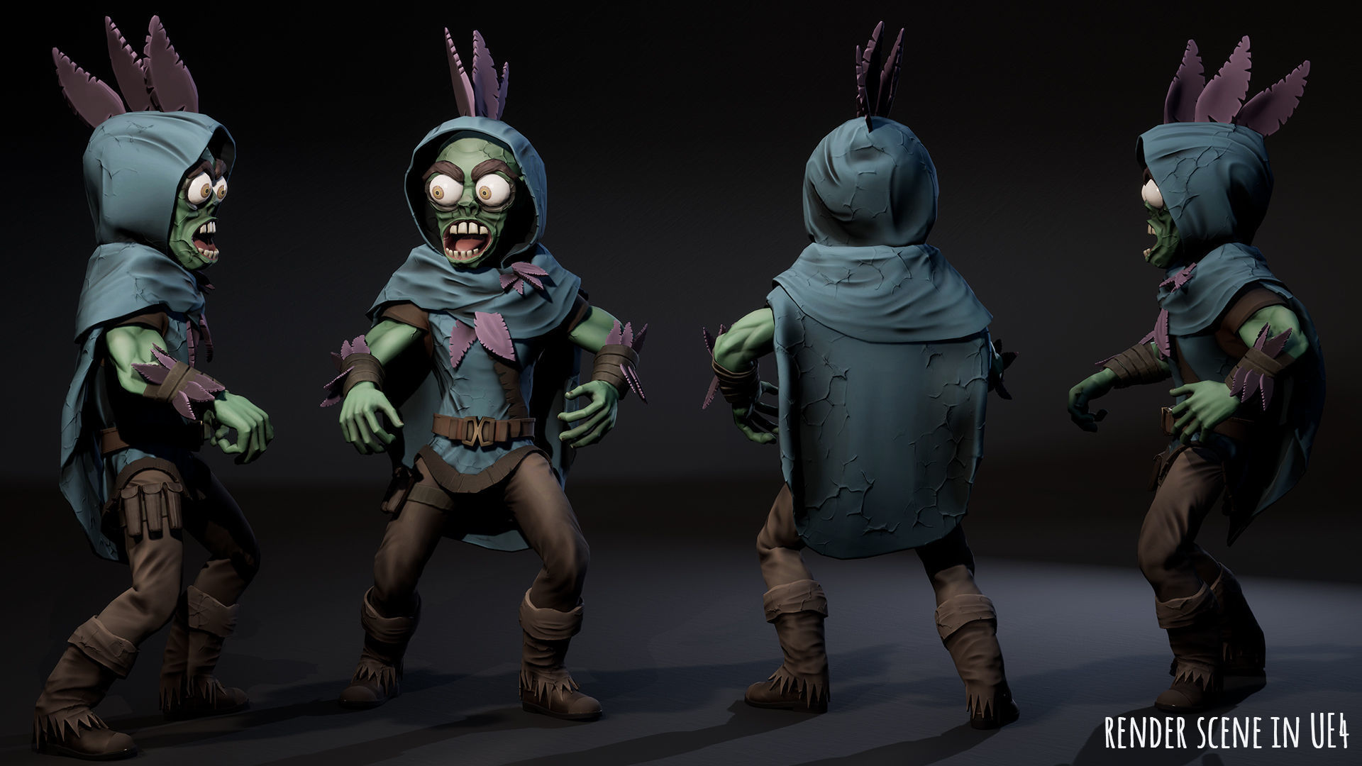 Stylized male Zombie 1 Low-poly 3D model_5