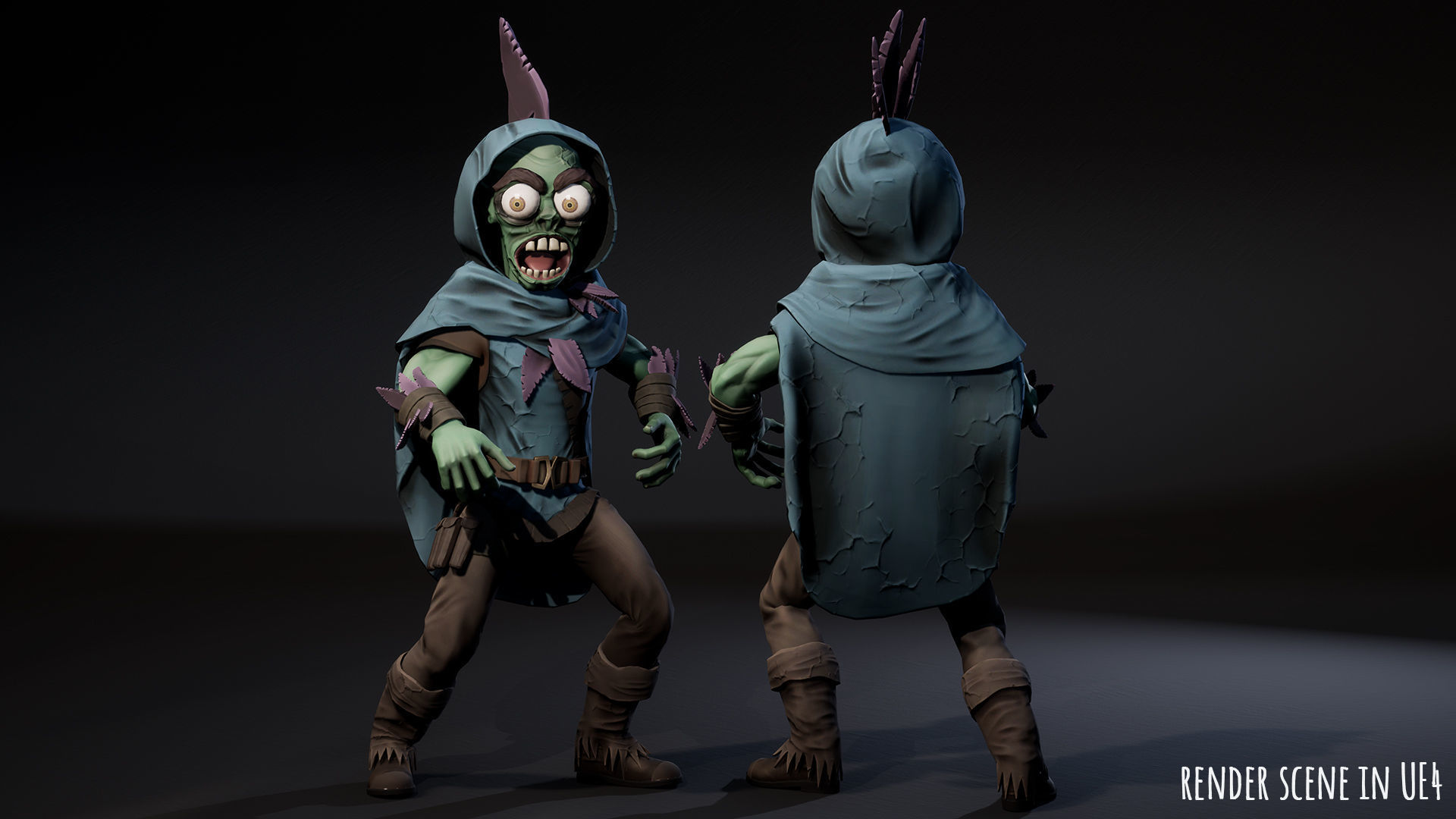 Stylized male Zombie 1 Low-poly 3D model_3