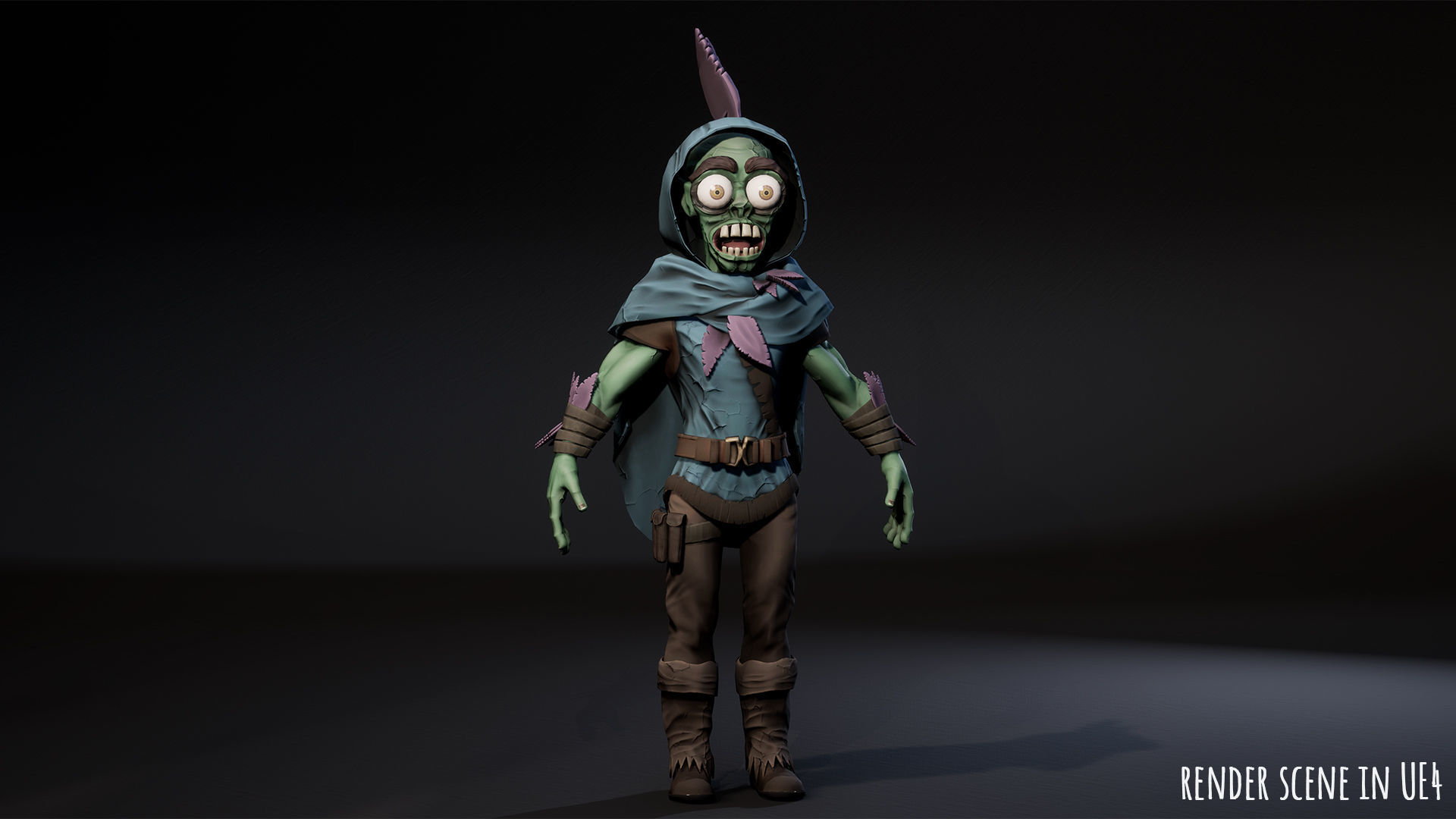 Stylized male Zombie 1 Low-poly 3D model_7