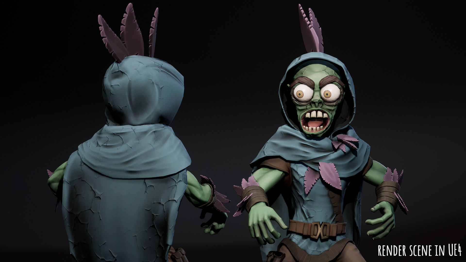 Stylized male Zombie 1 Low-poly 3D model_16