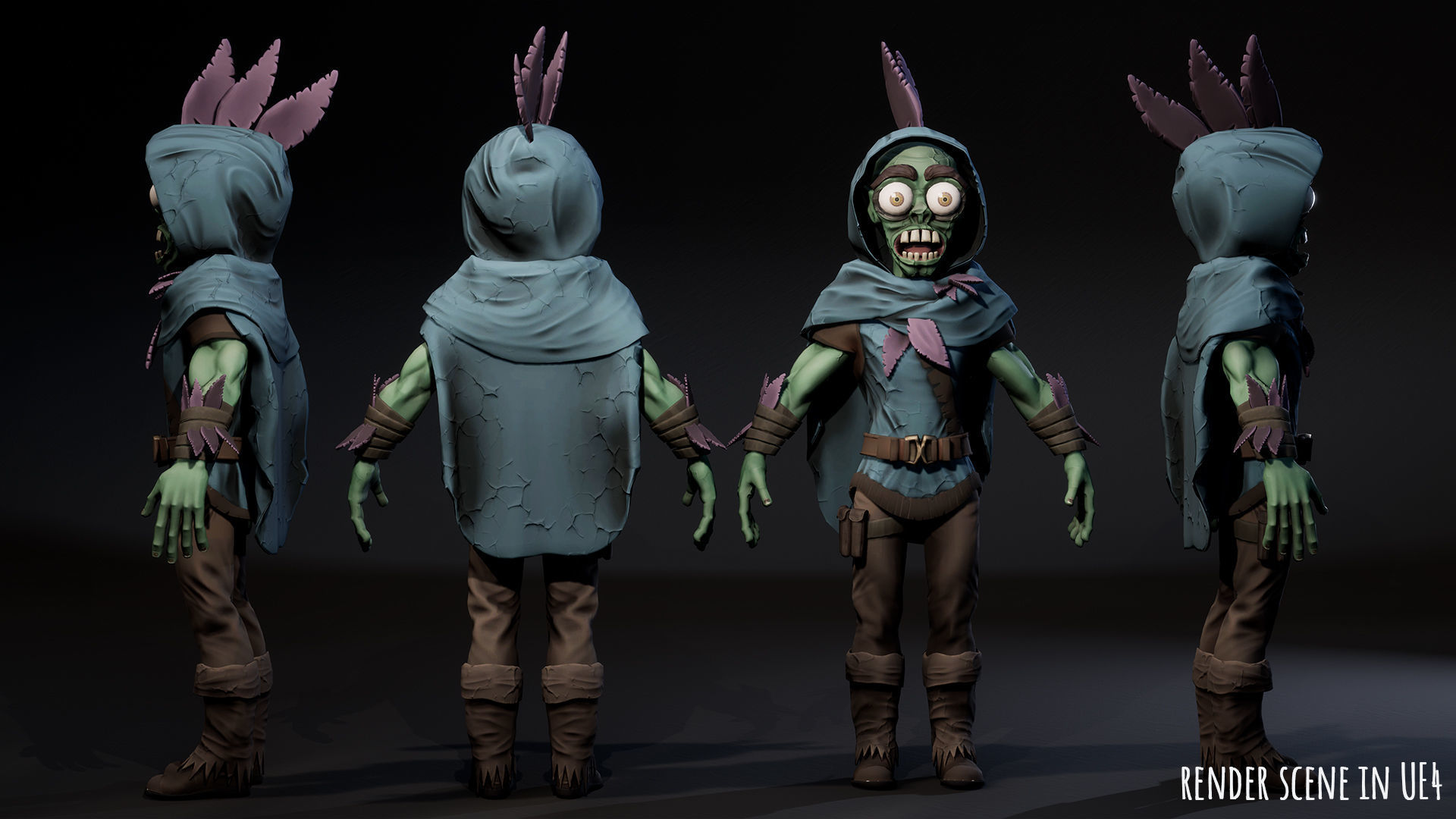 Stylized male Zombie 1 Low-poly 3D model_6