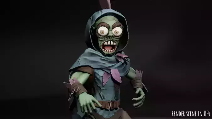 Stylized male Zombie 1 Low-poly 3D model