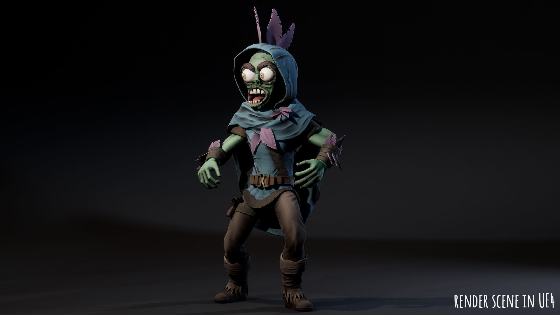 Stylized male Zombie 1 Low-poly 3D model_11