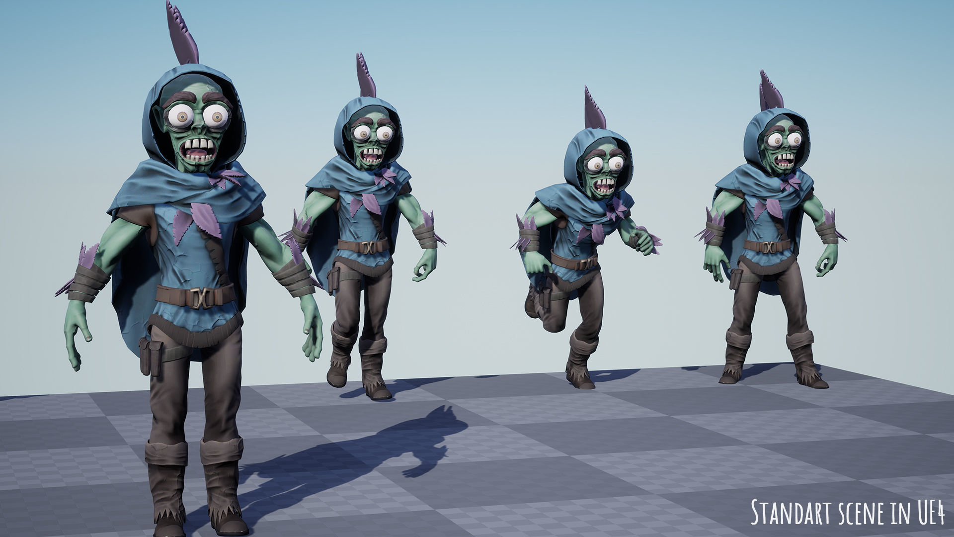 Stylized male Zombie 1 Low-poly 3D model_19