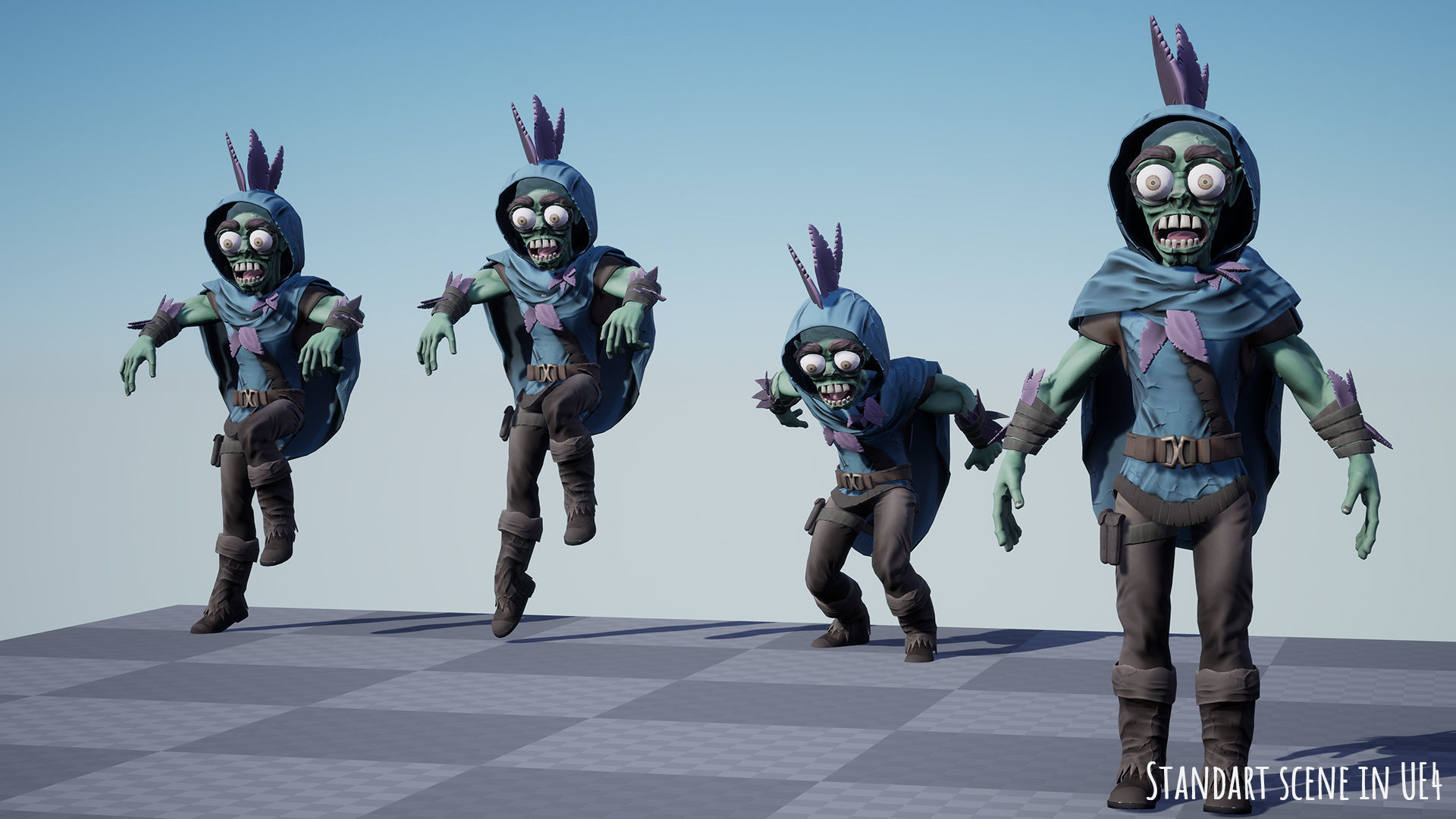 Stylized male Zombie 1 Low-poly 3D model_20